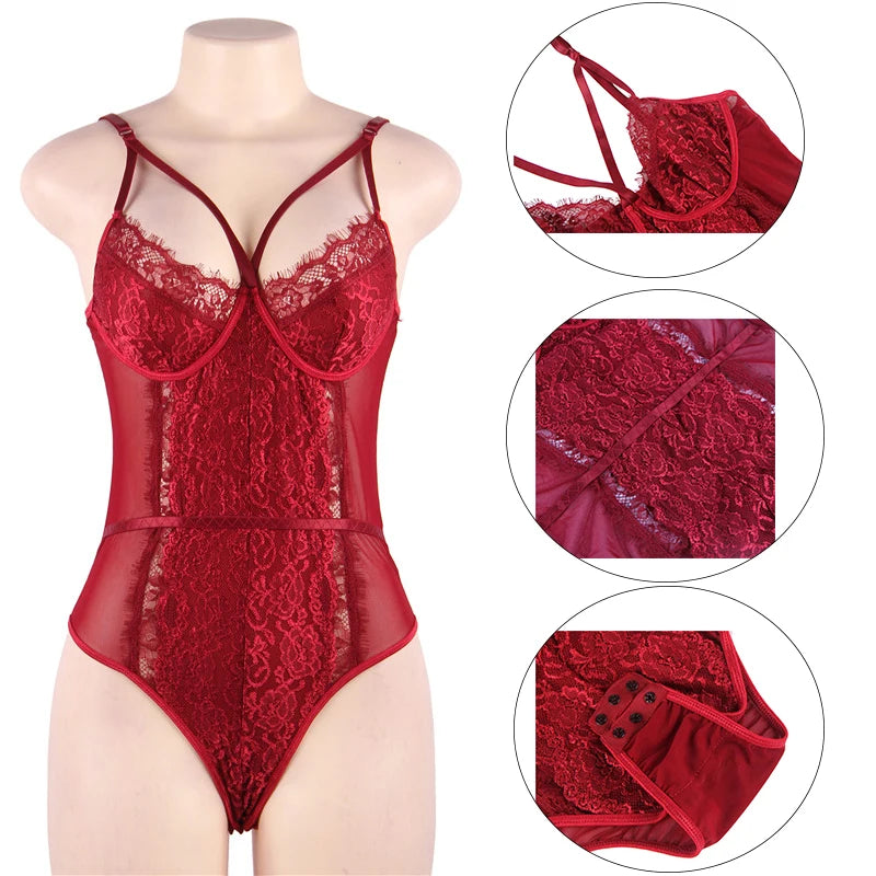 Women's Floral Lace Bandage Bodysuit