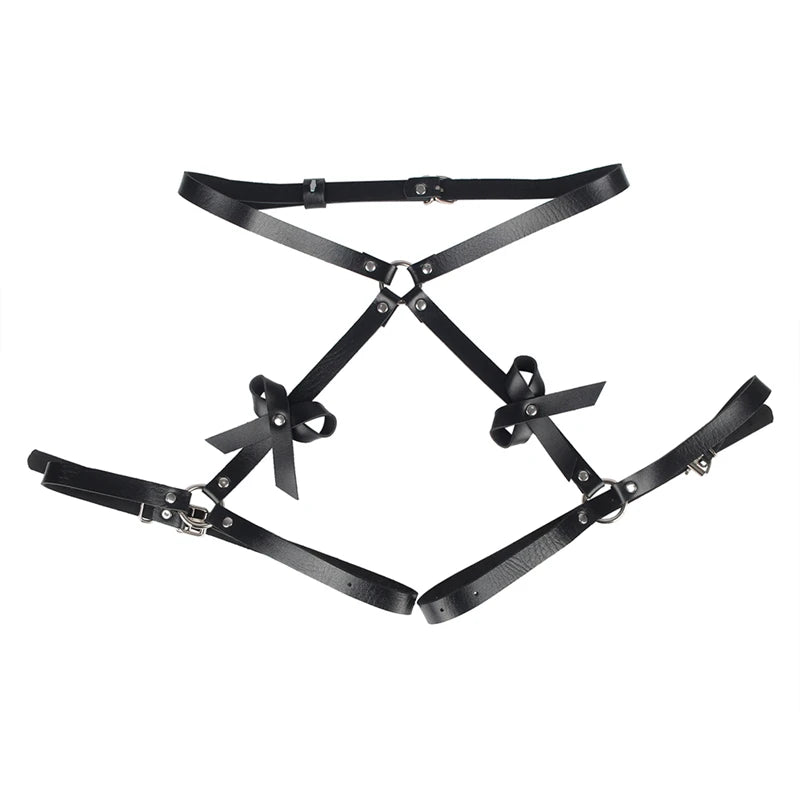 Women's Leather Harness with Thigh Garters
