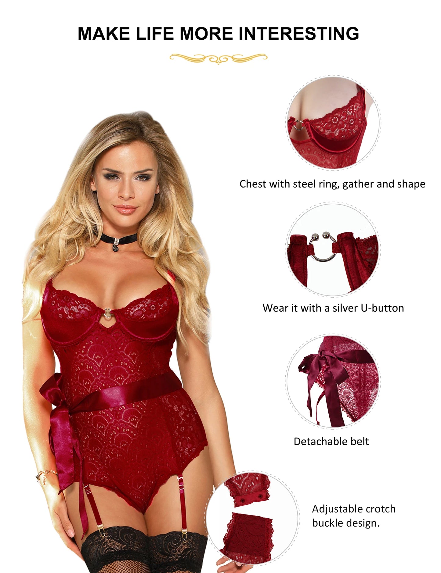 Plus-Size Women's Bodysuit With Suspenders