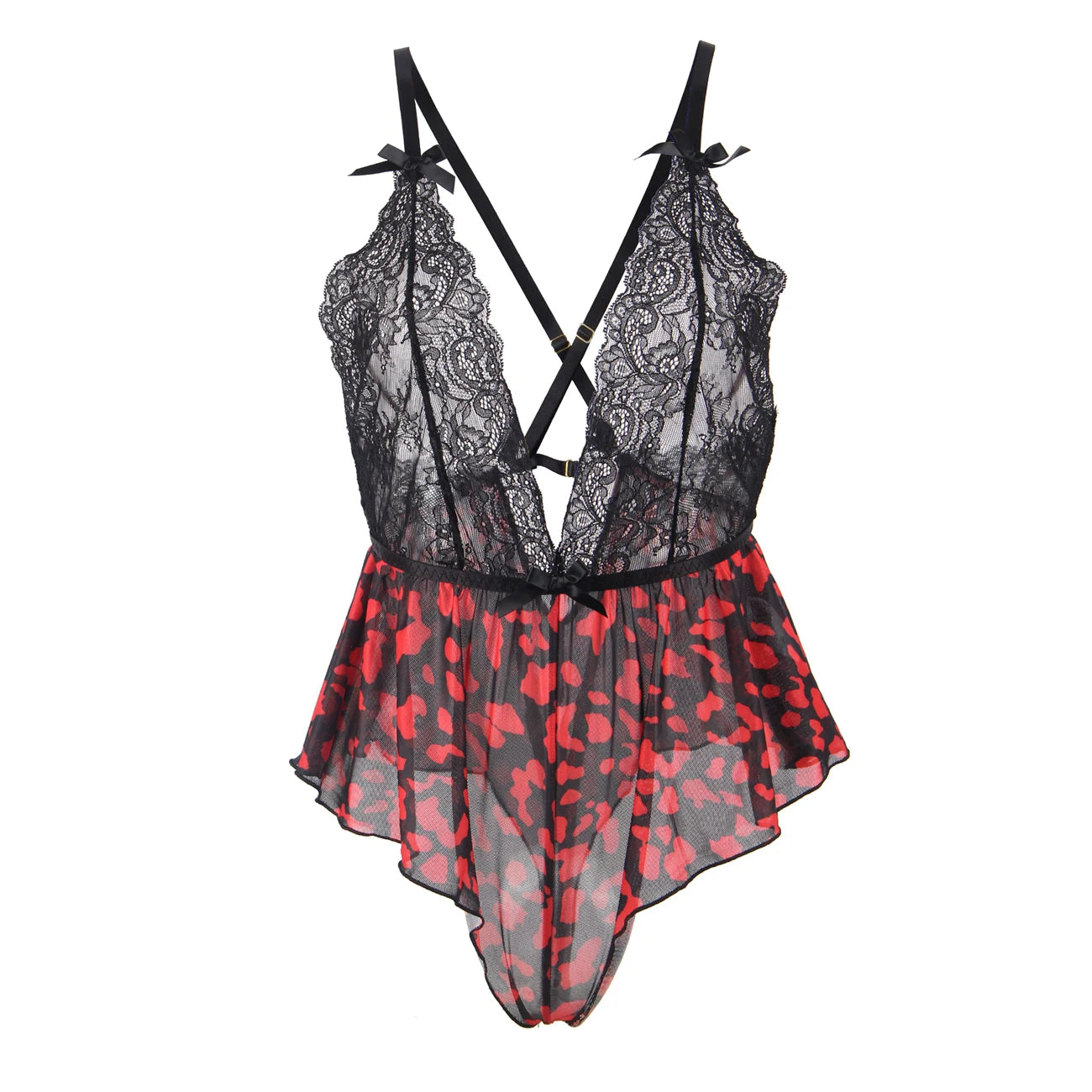 Women's Plus Size V-Neck Floral Bodysuit
