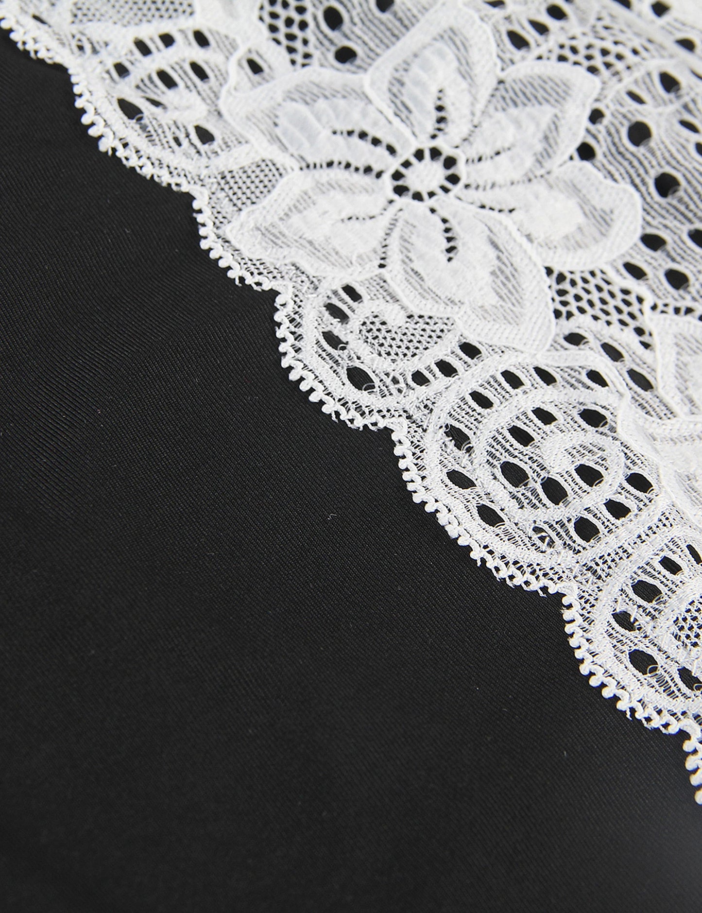 Plus Size Women's Black and White Lace Mesh Nightie