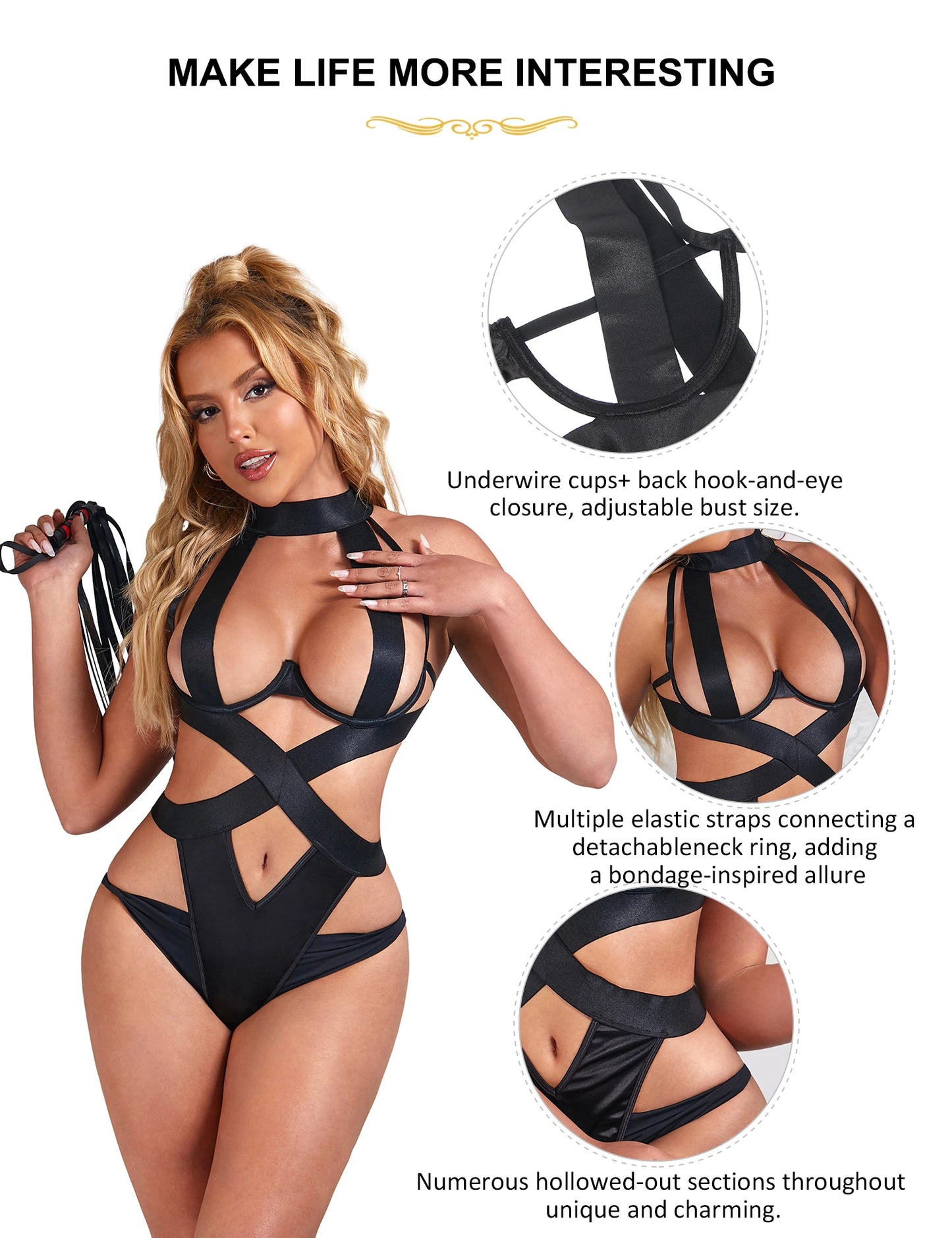 Women's Black Ribbon Bodysuit