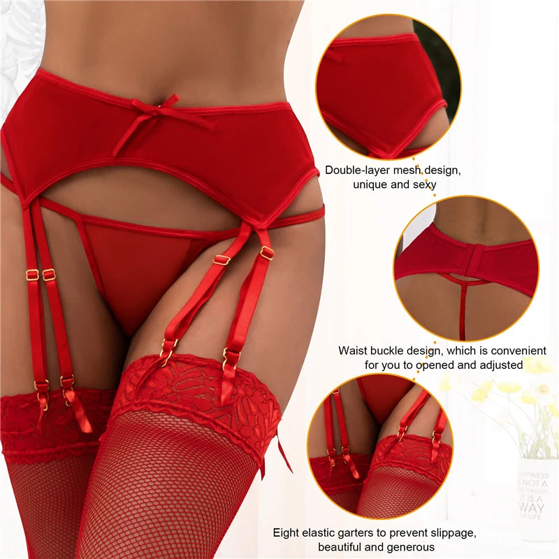 Plus Size Women's Elastic Lace Garter with Suspender Belt