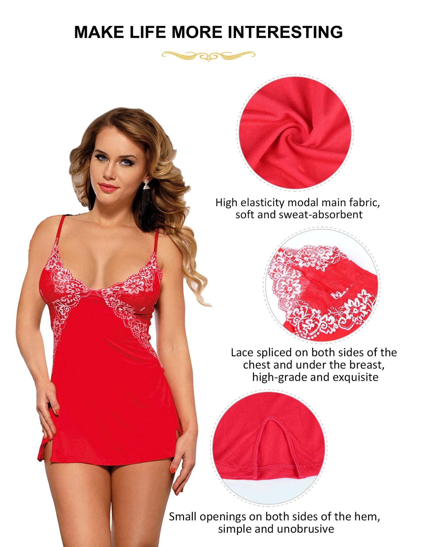 Plus-Size Women's Red Baby Doll Nightie