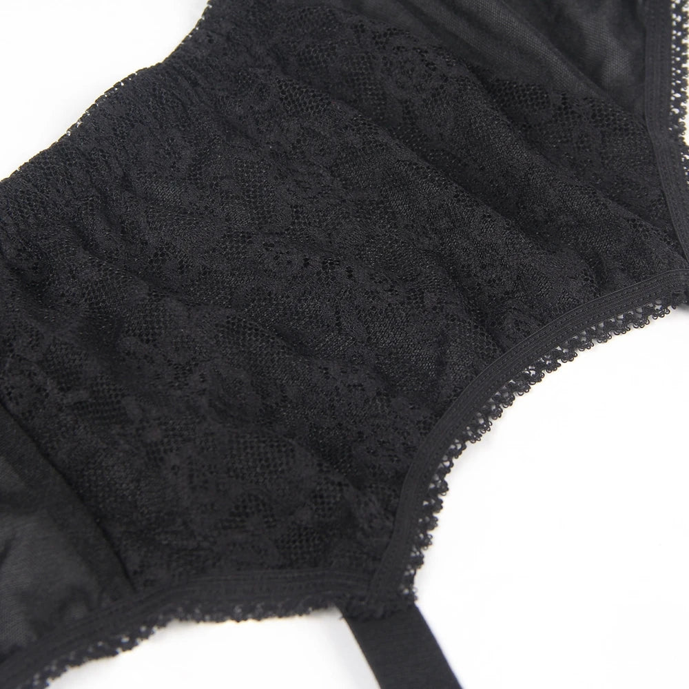 Women's Plus-Size Lace Garter Belt with High Elastic Suspenders