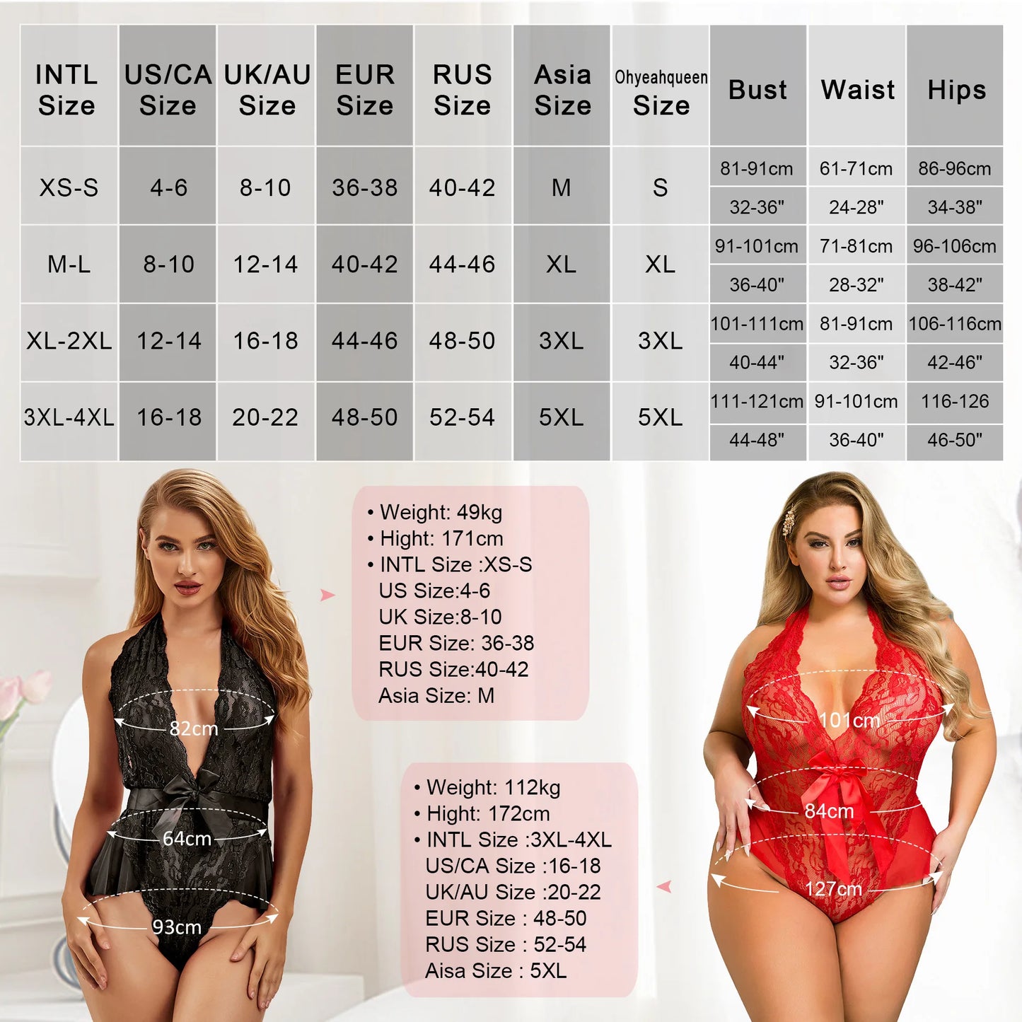 Plus Size Women's Backless Bodysuit with Ribbon