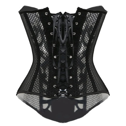 Lace Mesh Corset With Lace Up Back