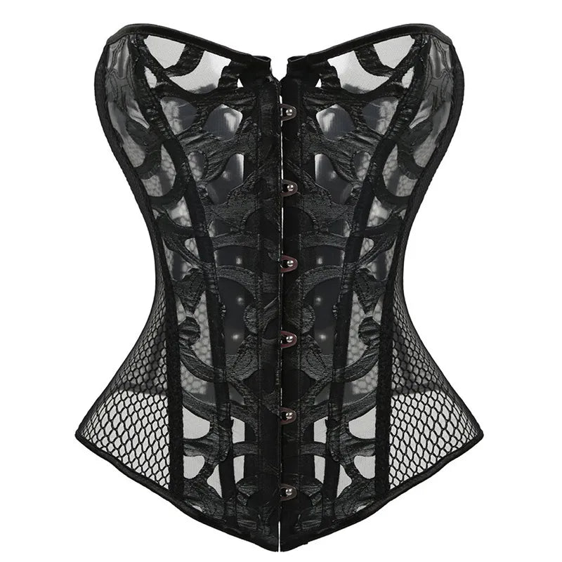 Lace Mesh Corset With Lace Up Back