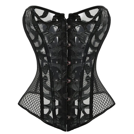 Lace Mesh Corset With Lace Up Back