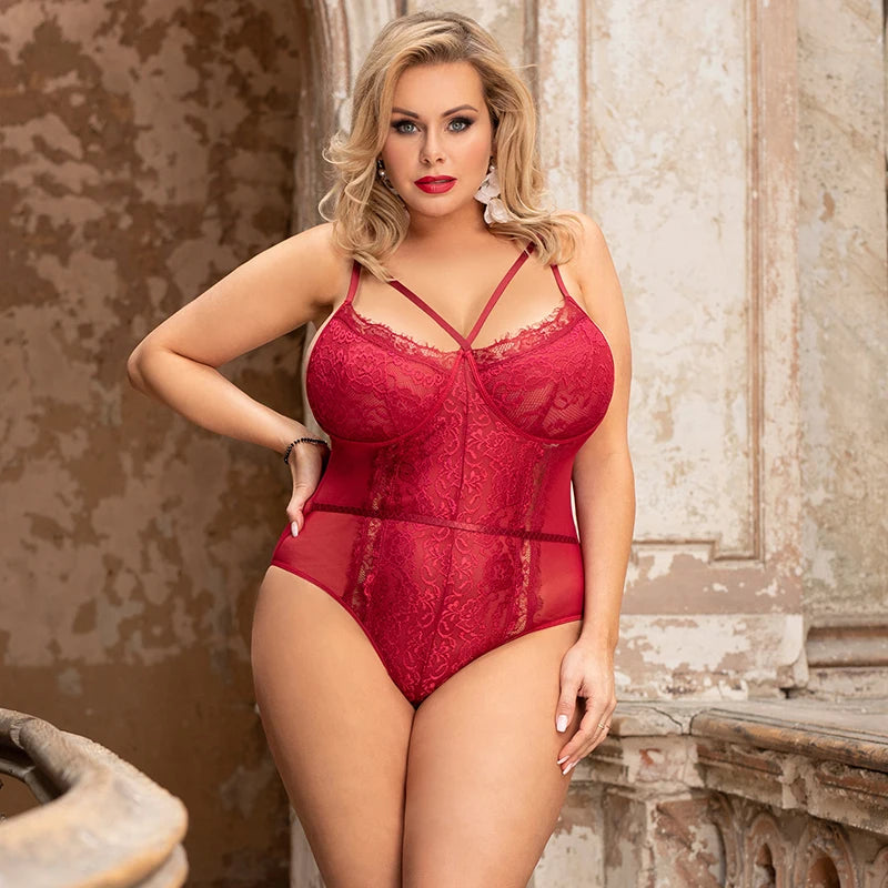 Women's Floral Lace Bandage Bodysuit
