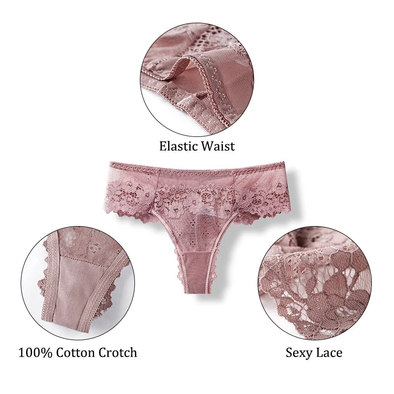 3 Pcs Lace Panties G-String