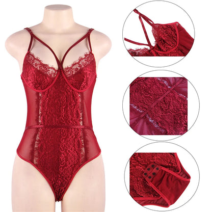 Women's Floral Lace Bandage Bodysuit