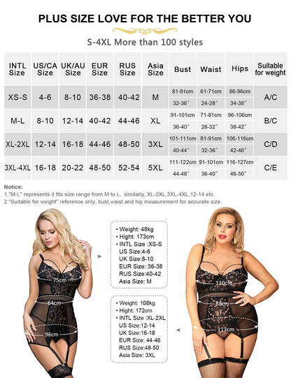 Women's Plus Size Sheer Baby-Doll With Suspenders