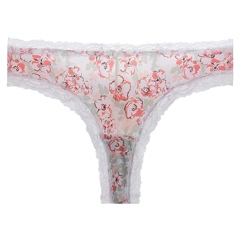 Women's Floral Low-Waist Thong Panties