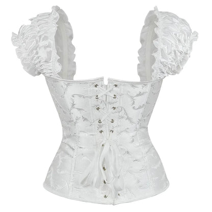 Puff Ruffle Sleeve Overbust Steel Bone Corset