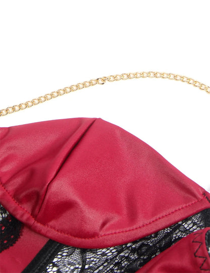 Women’s Mini Leather And Lace Baby Doll with Chains