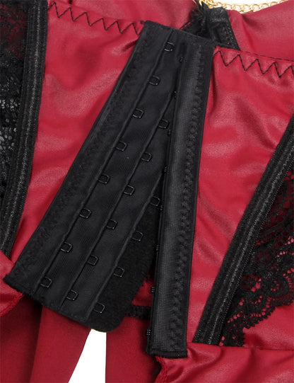 Women’s Mini Leather And Lace Baby Doll with Chains