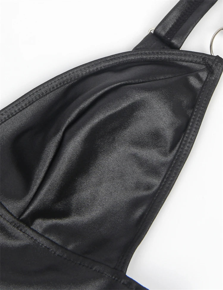 Plus Size Women's Leather Mini Dress With Arm Restraints