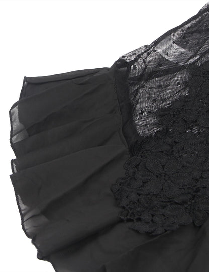 Women's Black Ruffled Bodysuit