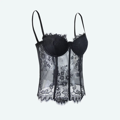 Black Lace See-through Corset