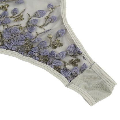 Women's One-Piece Floral Mesh Lace-Up Bodysuit