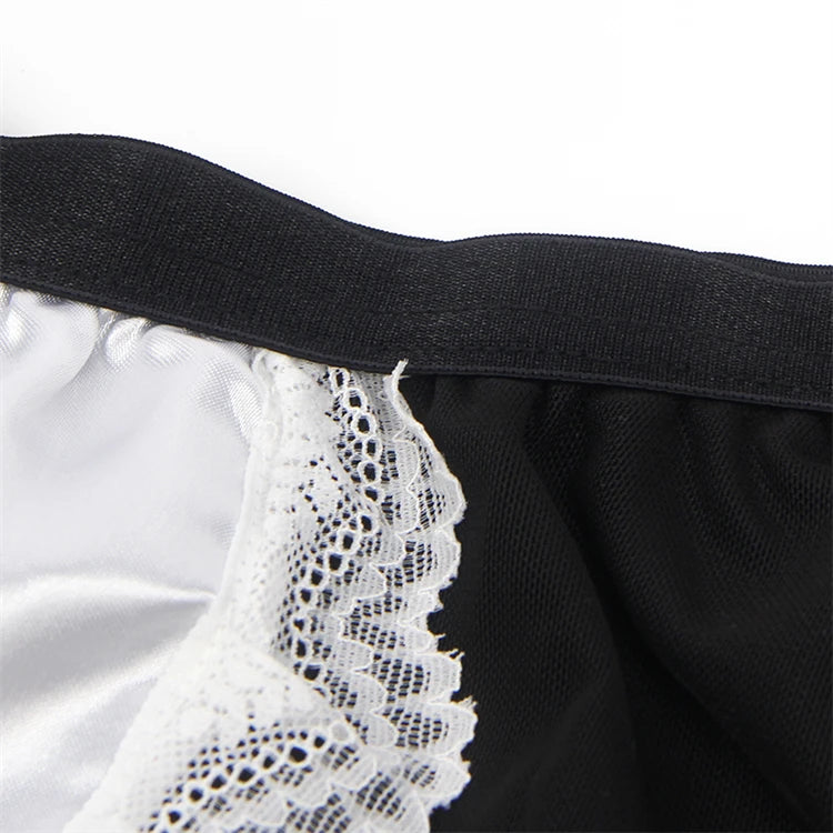 Women's Plus-Size Maid Costume: PU Leather Leotard with Suspenders