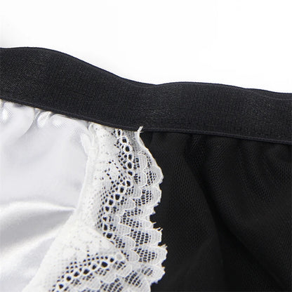 Women's Plus-Size Maid Costume: PU Leather Leotard with Suspenders