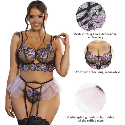 Plus Size Ultra-thin Lingerie Set