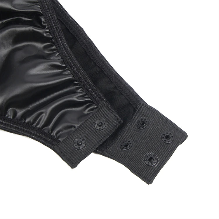 Women's Plus-Size Maid Costume: PU Leather Leotard with Suspenders