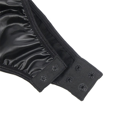 Women's Plus-Size Maid Costume: PU Leather Leotard with Suspenders