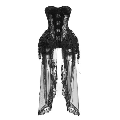 Black Gothic Fishbone Bandage Birdcage Corset Set / Individual