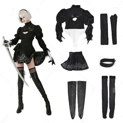 Women's Anime/Cosplay Costume Leotard Skirt with Hairband Leggings