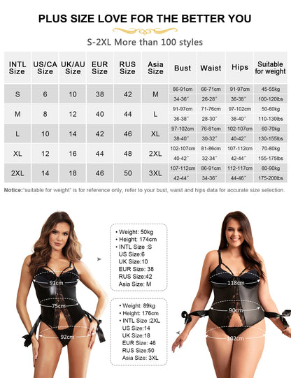 Women's Curvy One-Piece Teddy with Handcuffs