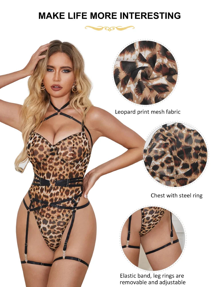 Leopard Bodysuit With Belt