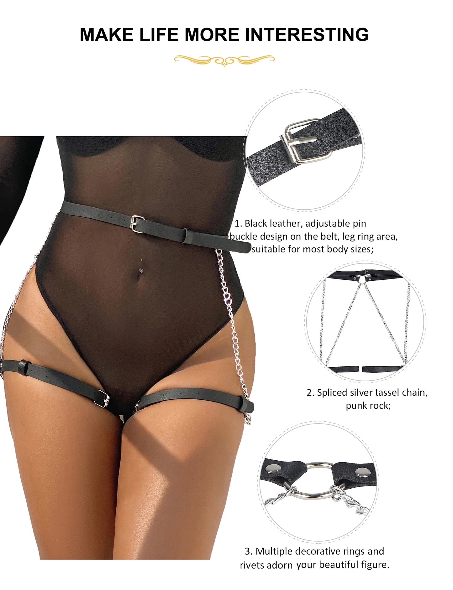 Elegant Belt Harness: Waist, Leg, and Thigh Garters for Women