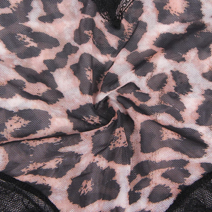 Women's Plus-Size Lace Trim Bodysuit with Leopard Print