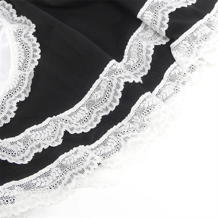 Women's Plus-Size Maid Costume: PU Leather Leotard with Suspenders