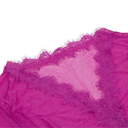 Women's Sheer Lace Robe with Satin Ribbon