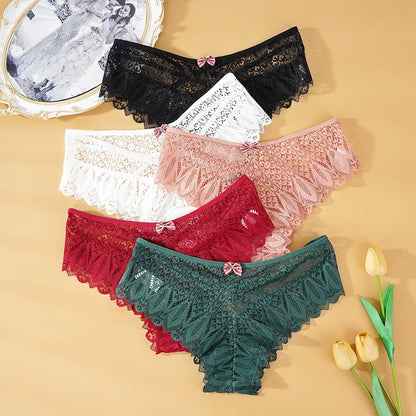 Women Lace Low-Waist Hollow Out Transparent Panties