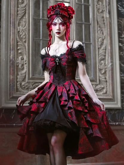 Gothic Red Ball Gown Cosplay Dress