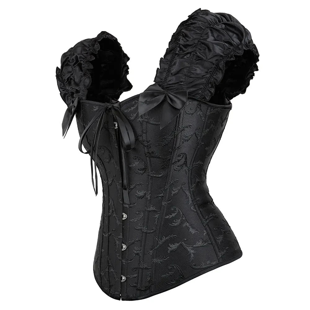 Puff Ruffle Sleeve Overbust Steel Bone Corset