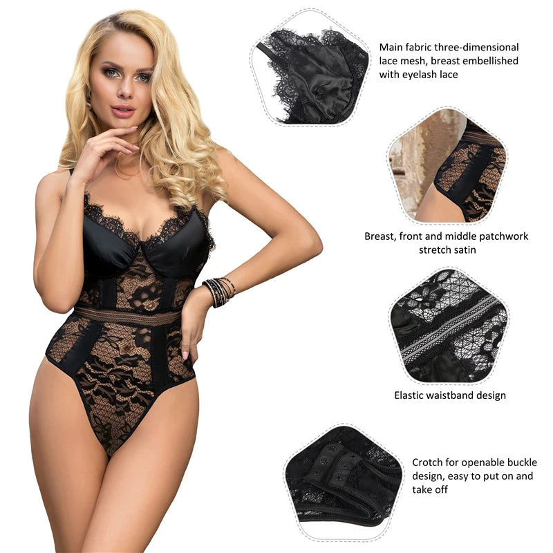 Plus Size Women's Satin Bodysuit