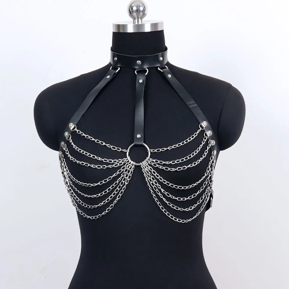 Harness Bra Body Chain PU Leather