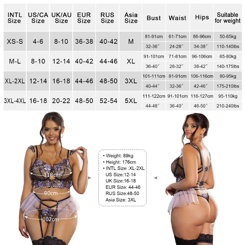 Plus Size Ultra-thin Lingerie Set