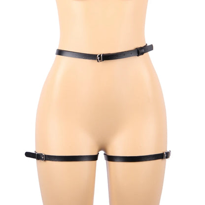 Women's Leather Harness with Thigh Garters