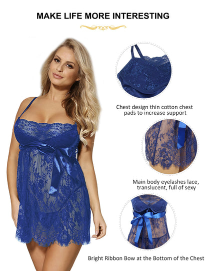 Stunning Women's Mesh Baby Doll with Ribbon Sash