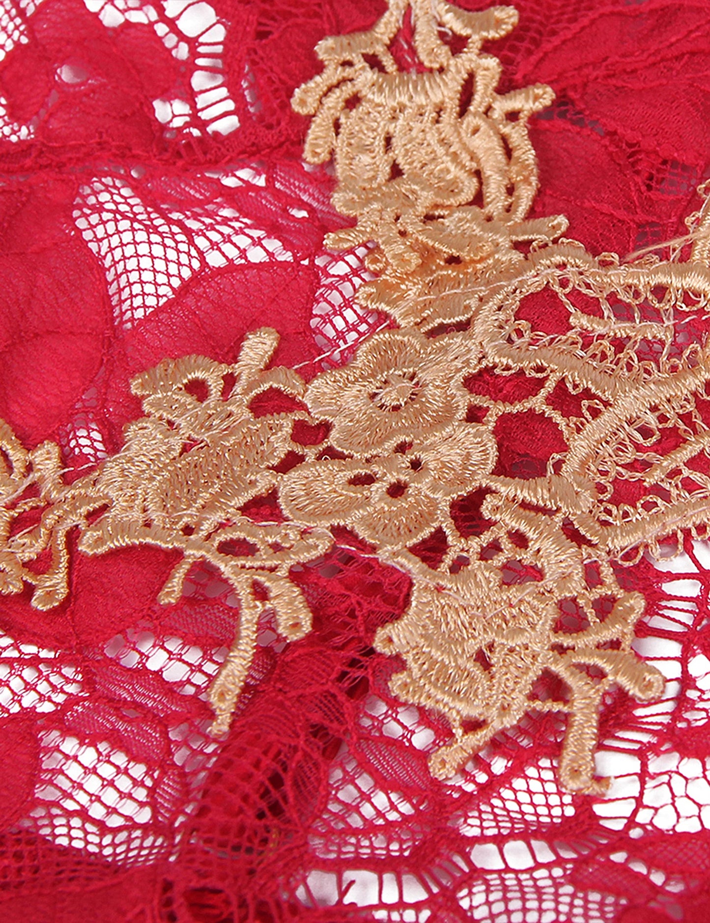 Elegant Women's Red Floral Baby Doll Lingerie with Embroidery and Matching Panties