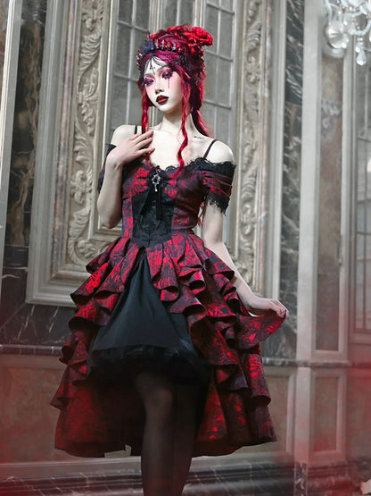 Gothic Red Ball Gown Cosplay Dress