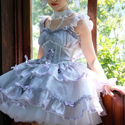 Vintage Bow Ruffle Sleeve Party Princess Dresses