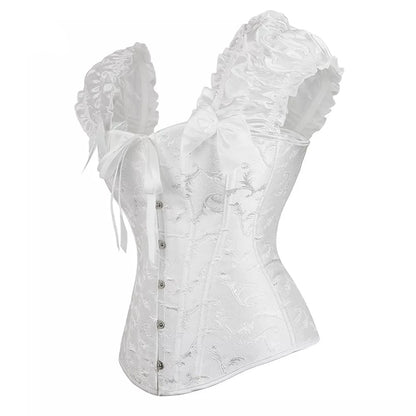 Puff Ruffle Sleeve Overbust Steel Bone Corset